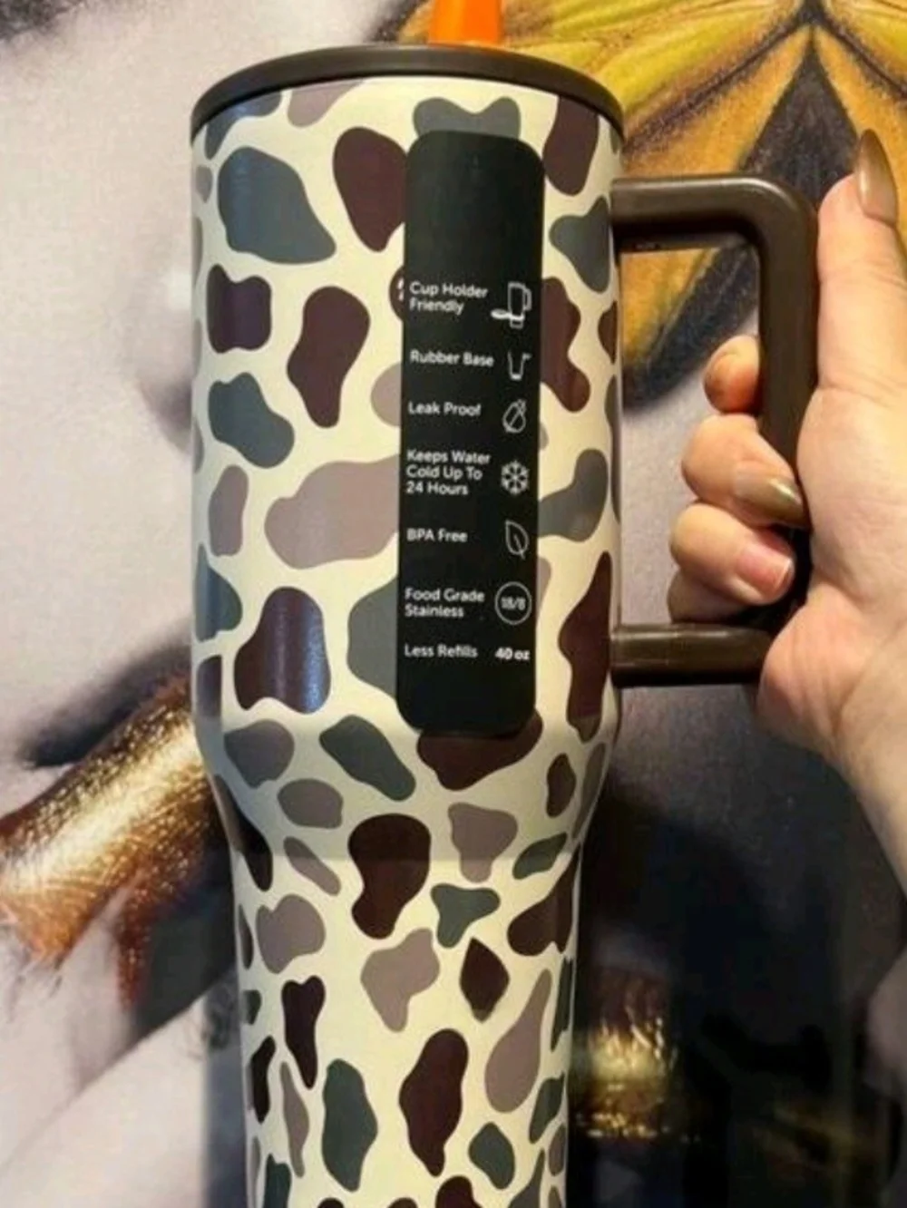 40oz Hydrojug Insulated Camo Print Travel Mug with Handle - Brown/Cream